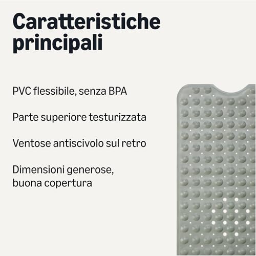 Amazon Basics Tappetino Doccia Antiscivolo Grigio 40x16