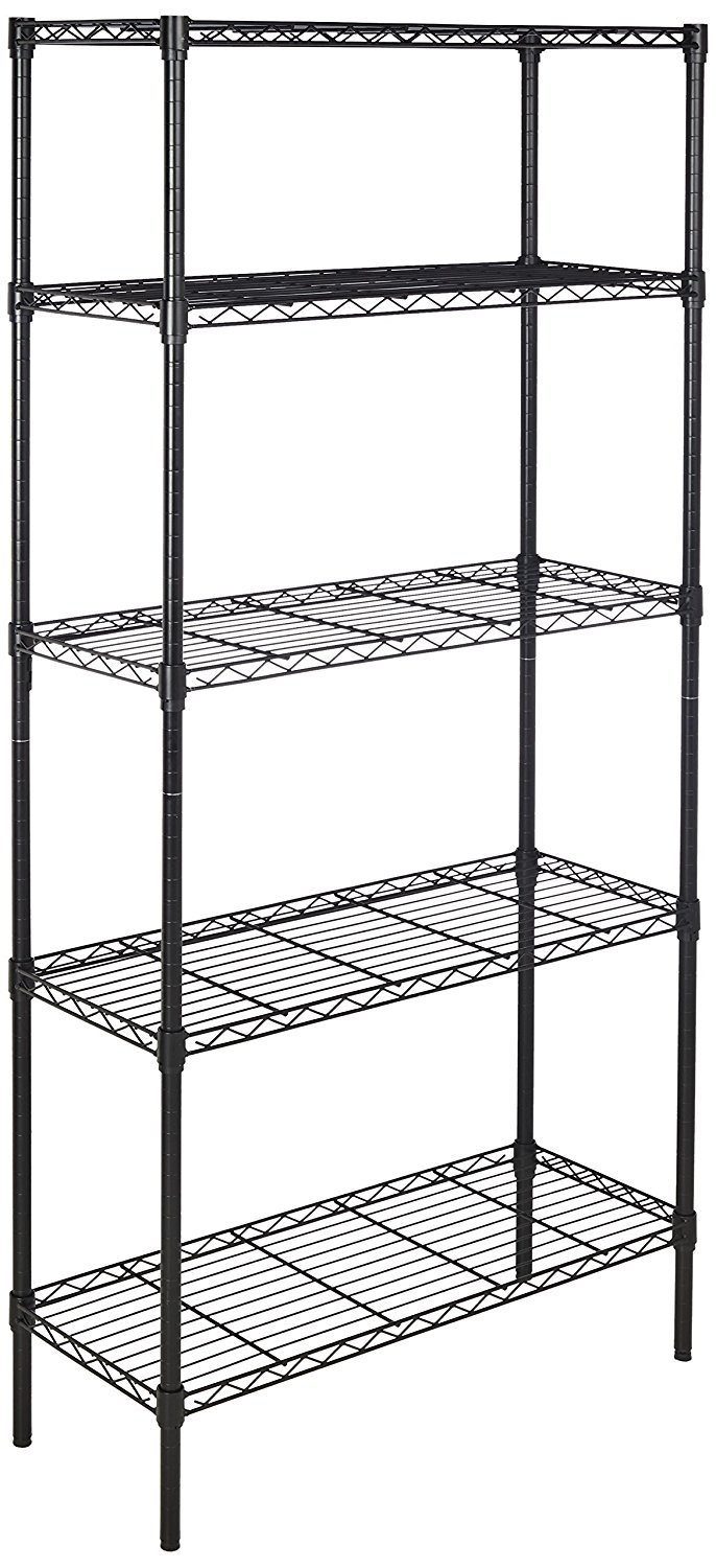 Amazon Basics Scaffale 5 Ripiani 36x91x183 cm Nero 795 kg