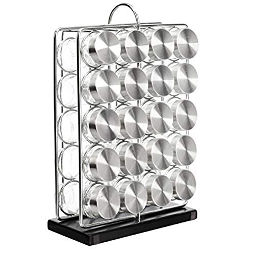 AmazonBasics Portaspezie Verticale Acciaio 20 Vasetti Argento