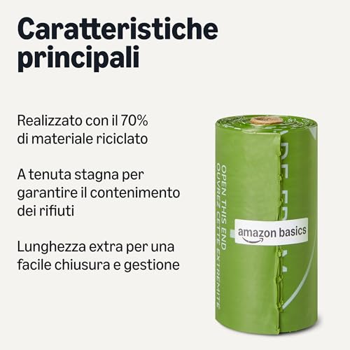 Amazon Basics Sacchetti Cane 300 Pezzi Riciclati Inodori