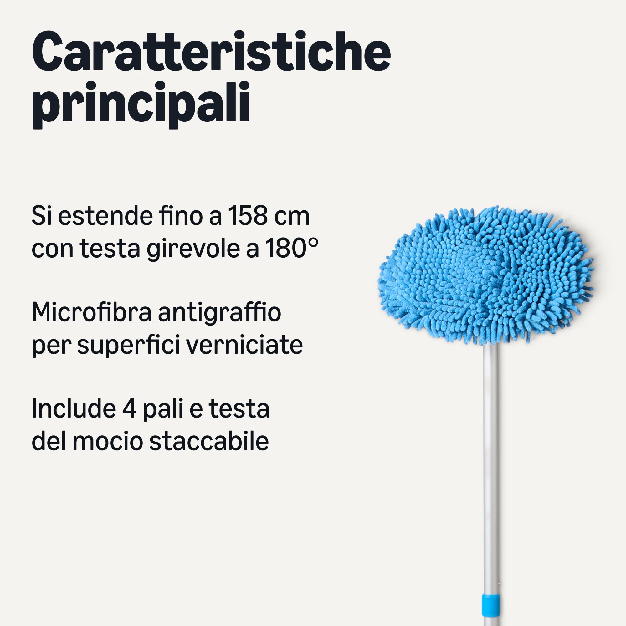 Amazon Basics Spazzola Lavaggio Auto Telescopica 158 cm Blu