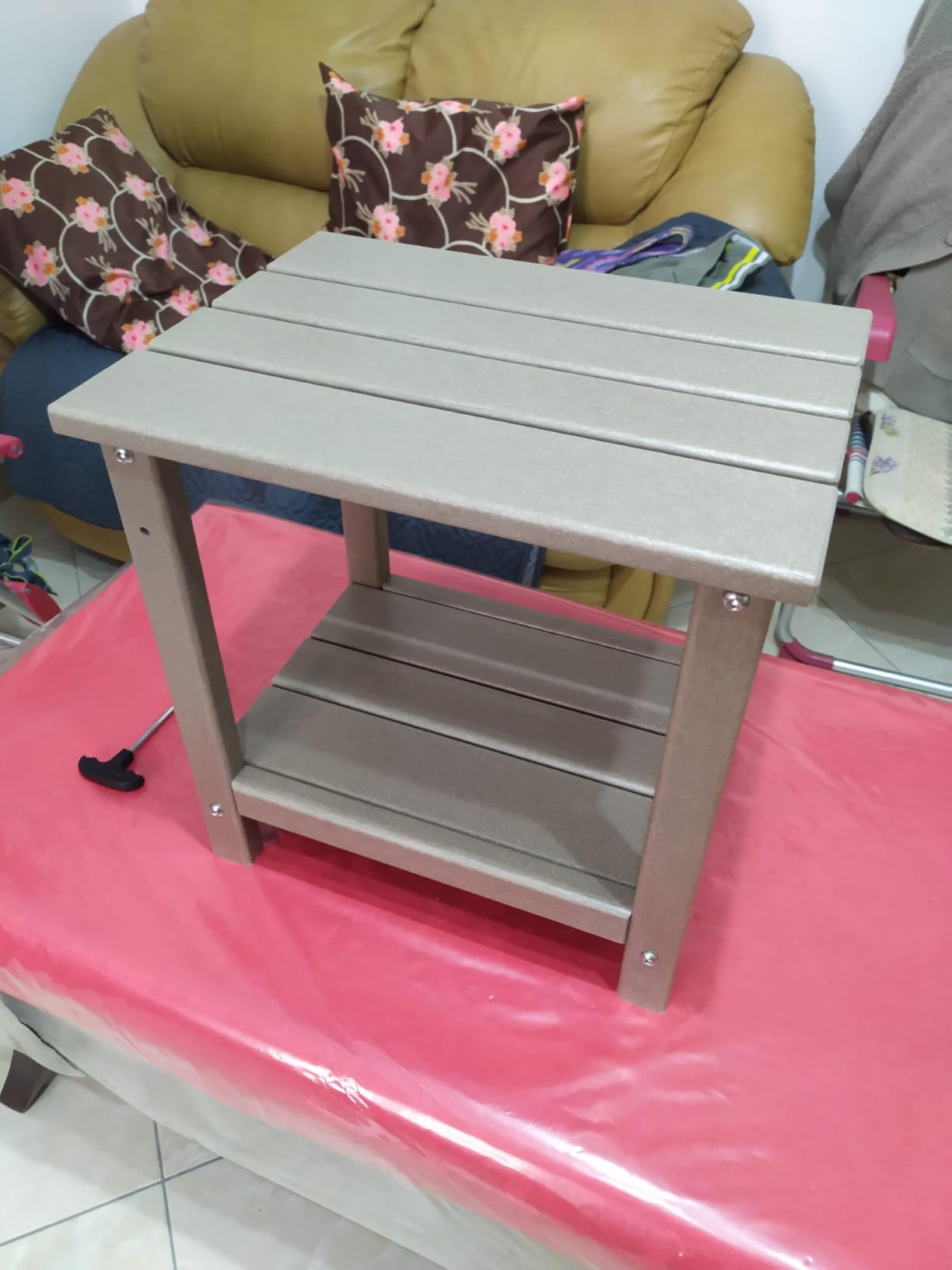 Amazon Basics Tavolino da Esterno Grigio 42x32x42 cm Acciaio