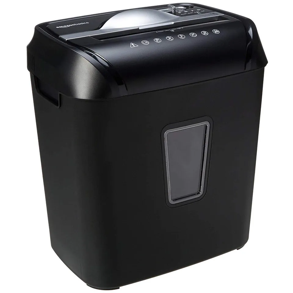 Amazon Basics Distruggidocumenti 12 Fogli Taglio a Croce Nero 18L