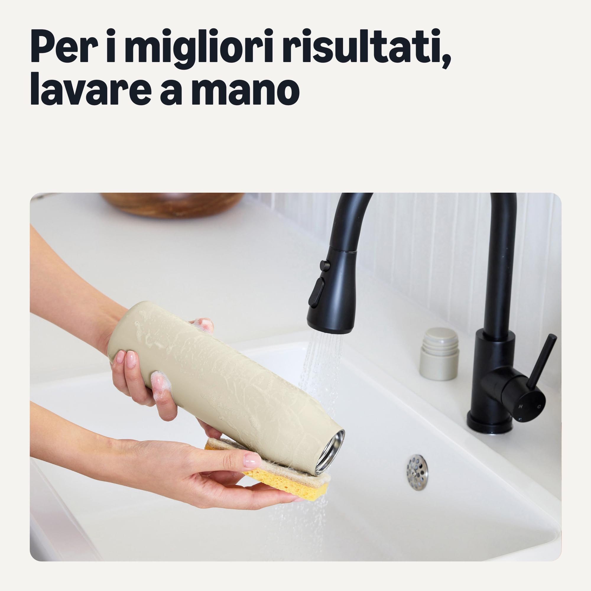 Amazon Basics Borraccia Termica 592 ml Bianco Sporco Inox