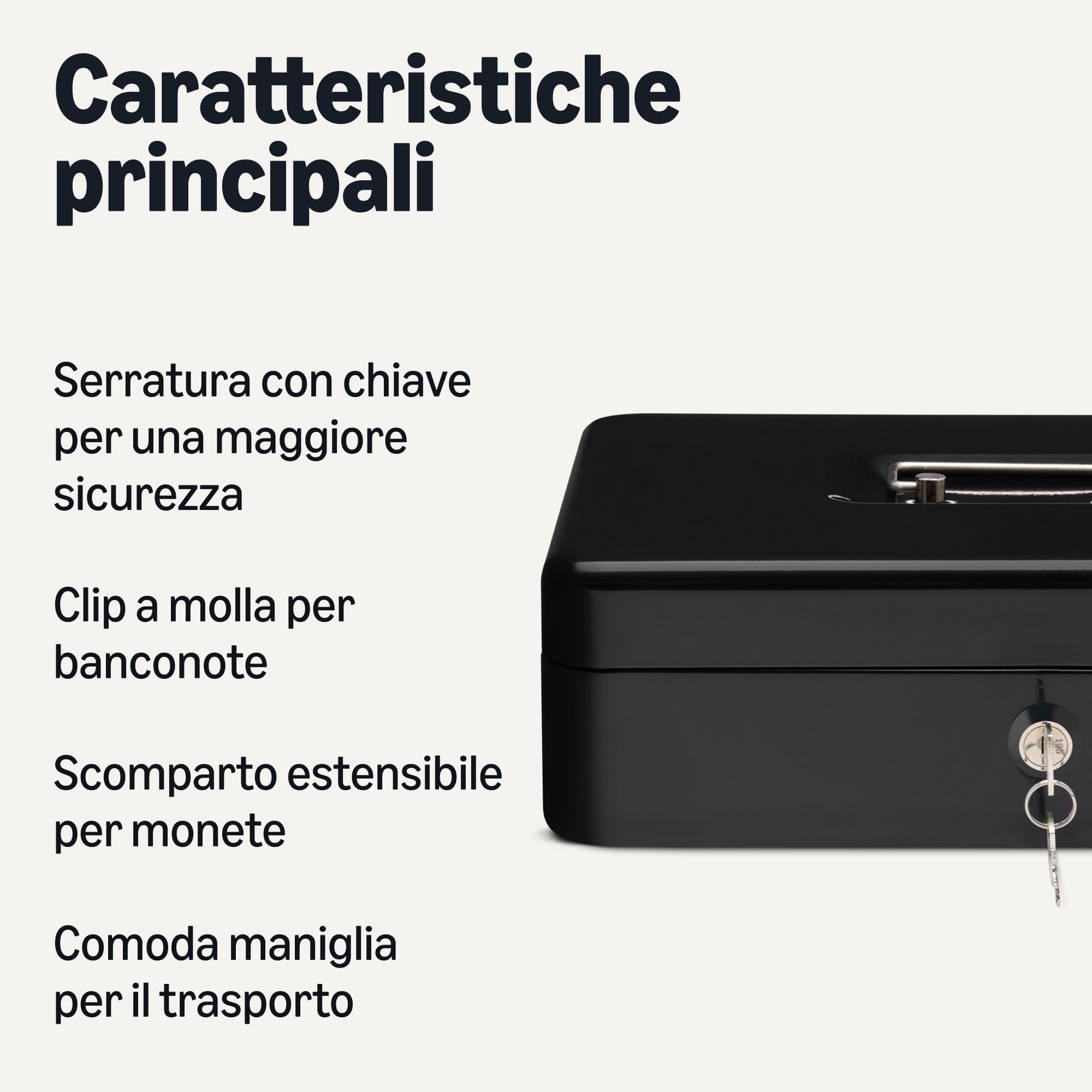 Amazon Basics cassetta portavalori con chiave nera