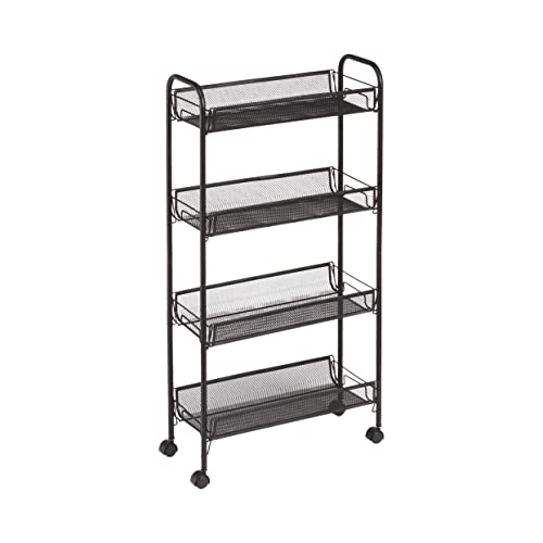 Amazon Basics carrello metallo 4 ripiani nero rete