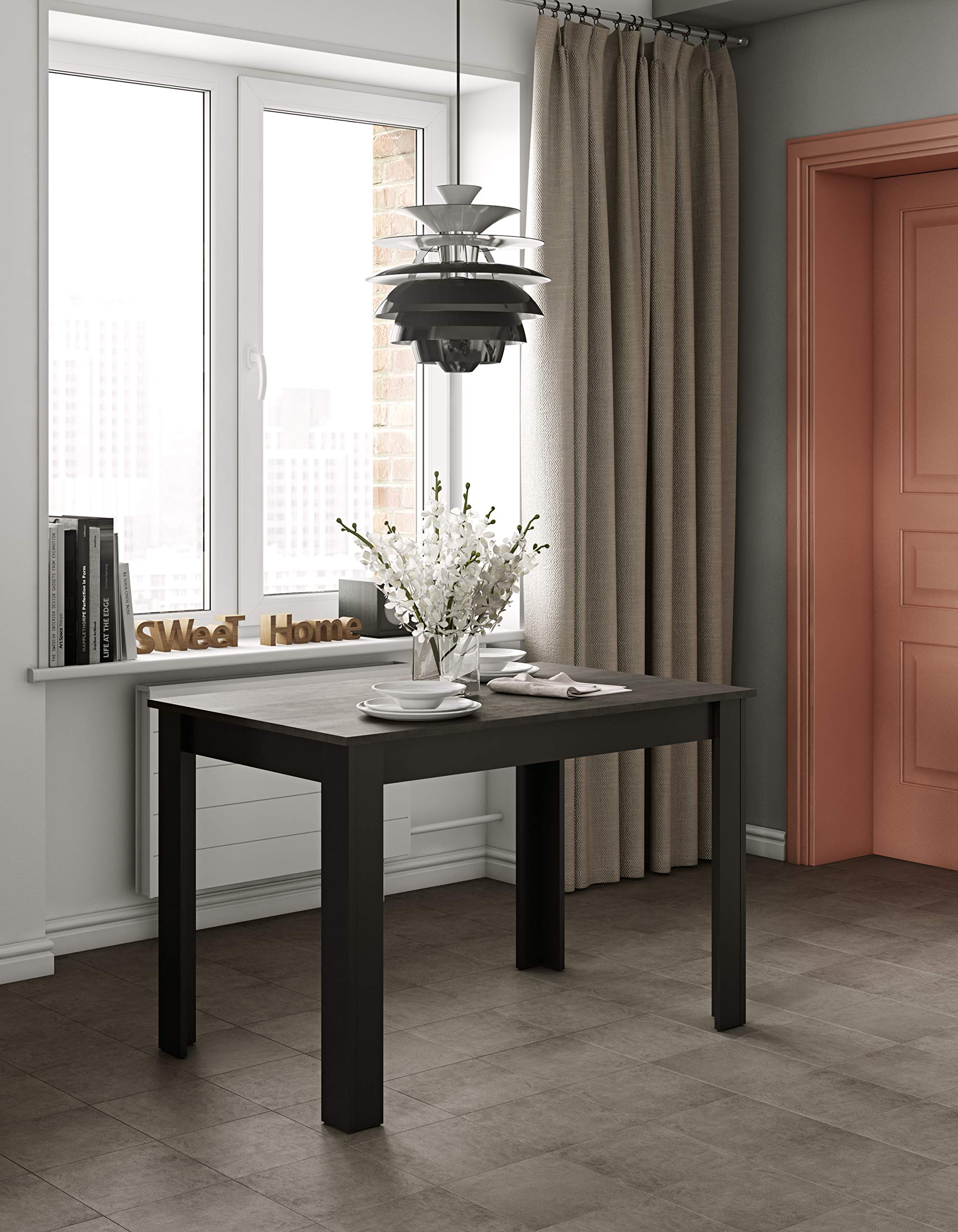 Amazon Basics tavolo da pranzo 110x70 nero 6 posti melaminico