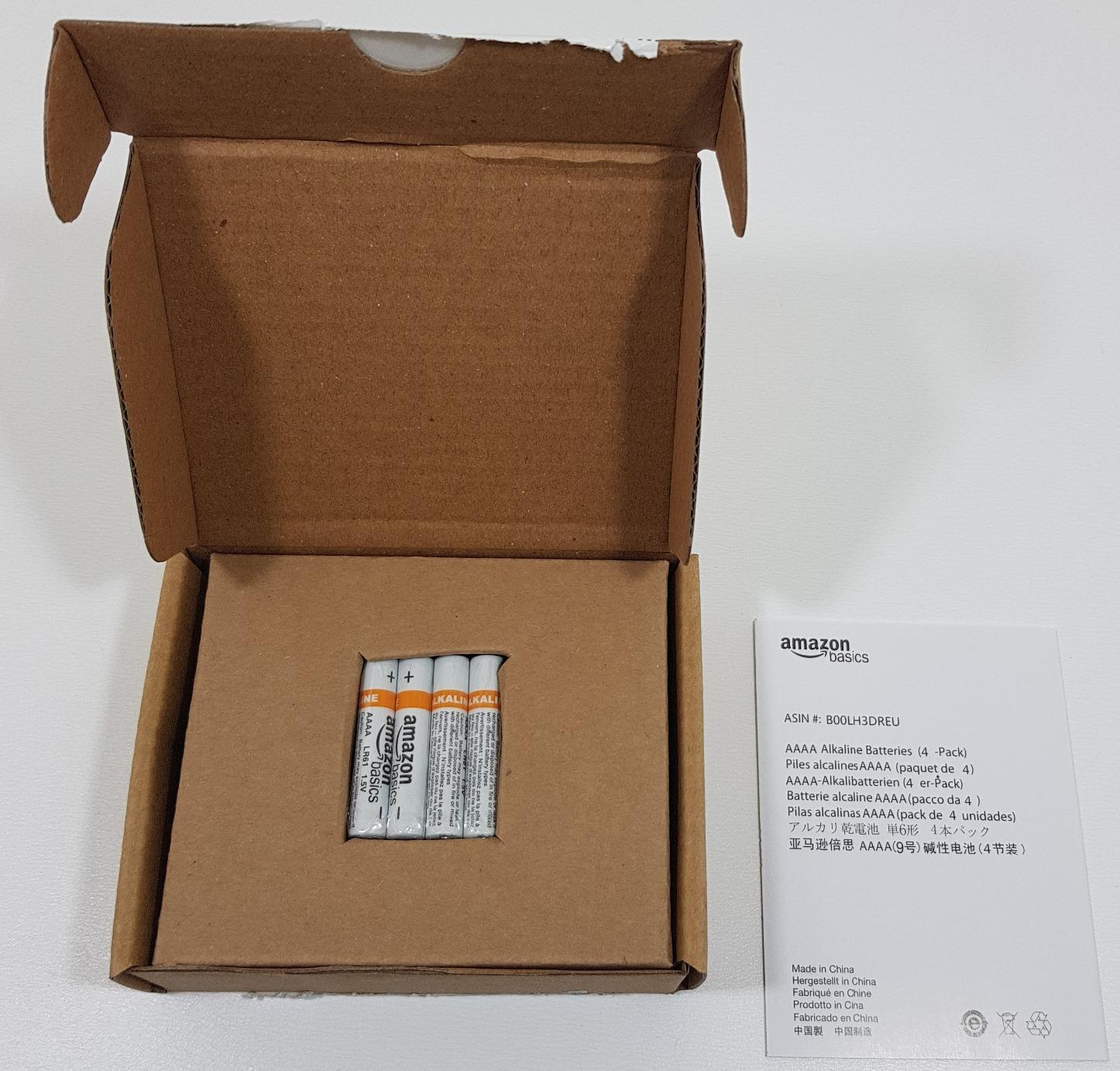 Amazon Basics Batterie Alcaline AAAA 1,5V 8 Pezzi Lunga Durata