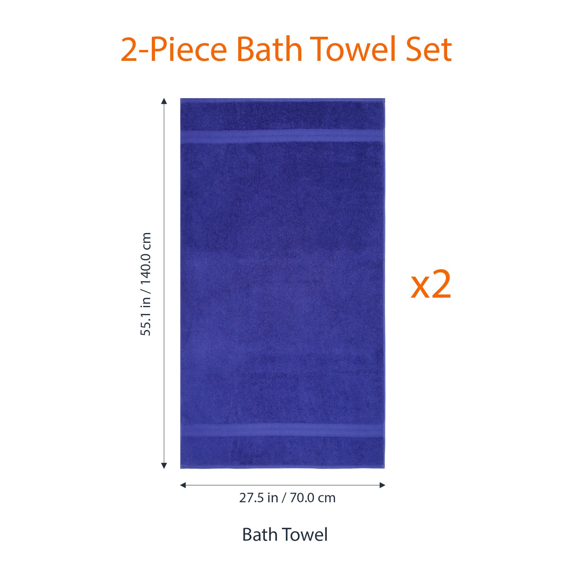 AmazonBasics set asciugamani bagno blu 2 pezzi cotone