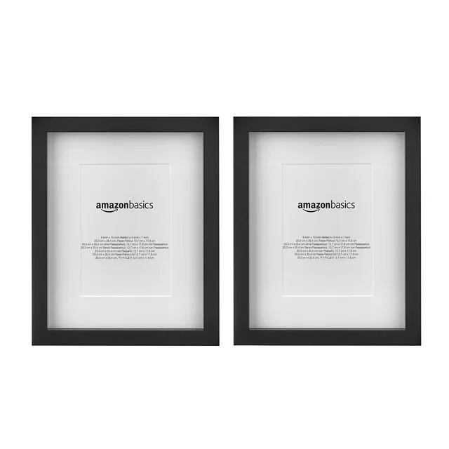 AmazonBasics Cornice Foto 20x25 Nera con Passe-Partout 13x18