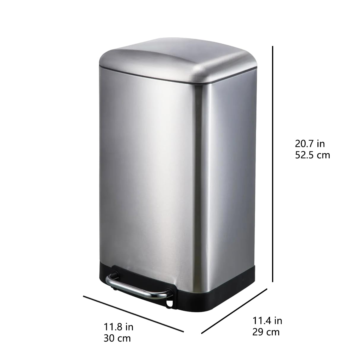 AmazonBasics Pattumiera Rettangolare 20 L Argento Acciaio Inox