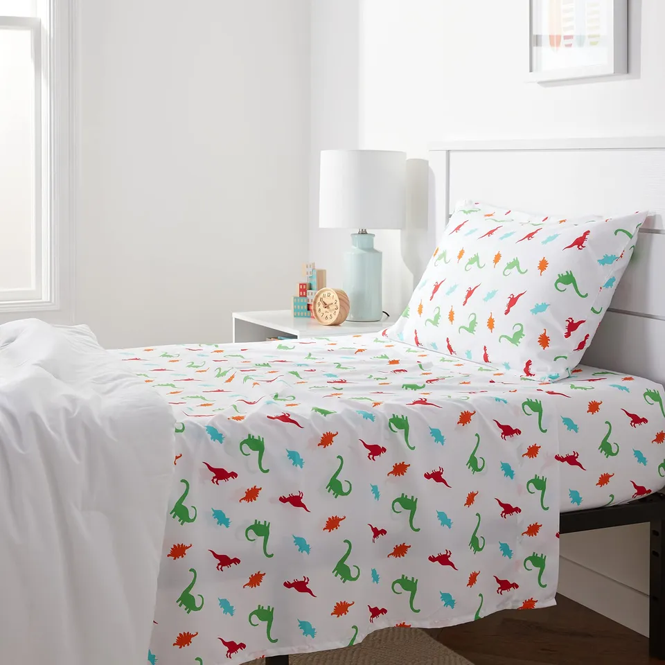 AmazonBasics Set lenzuola bambini dinosauri 3 pezzi