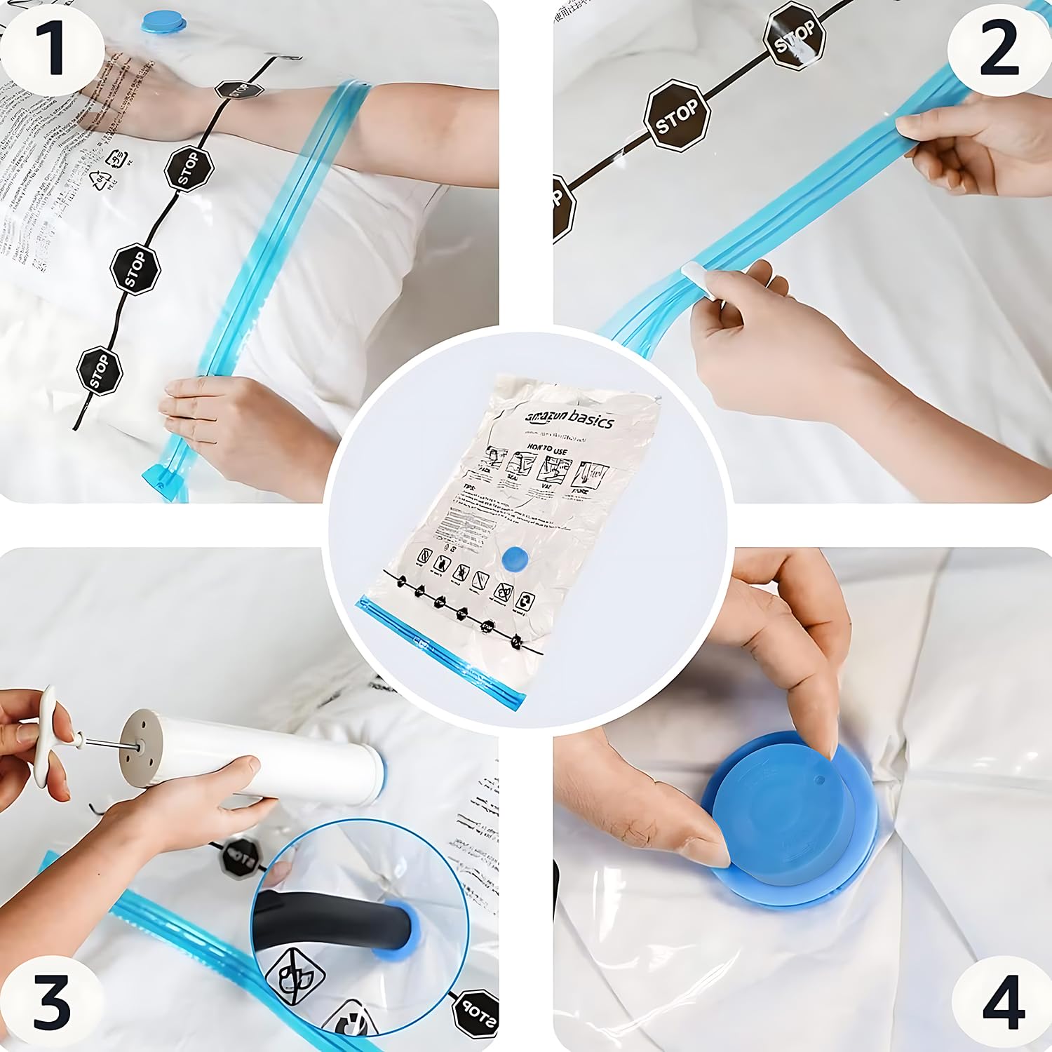 Amazon Basics sacchetti sottovuoto combo 6 pezzi con pompa