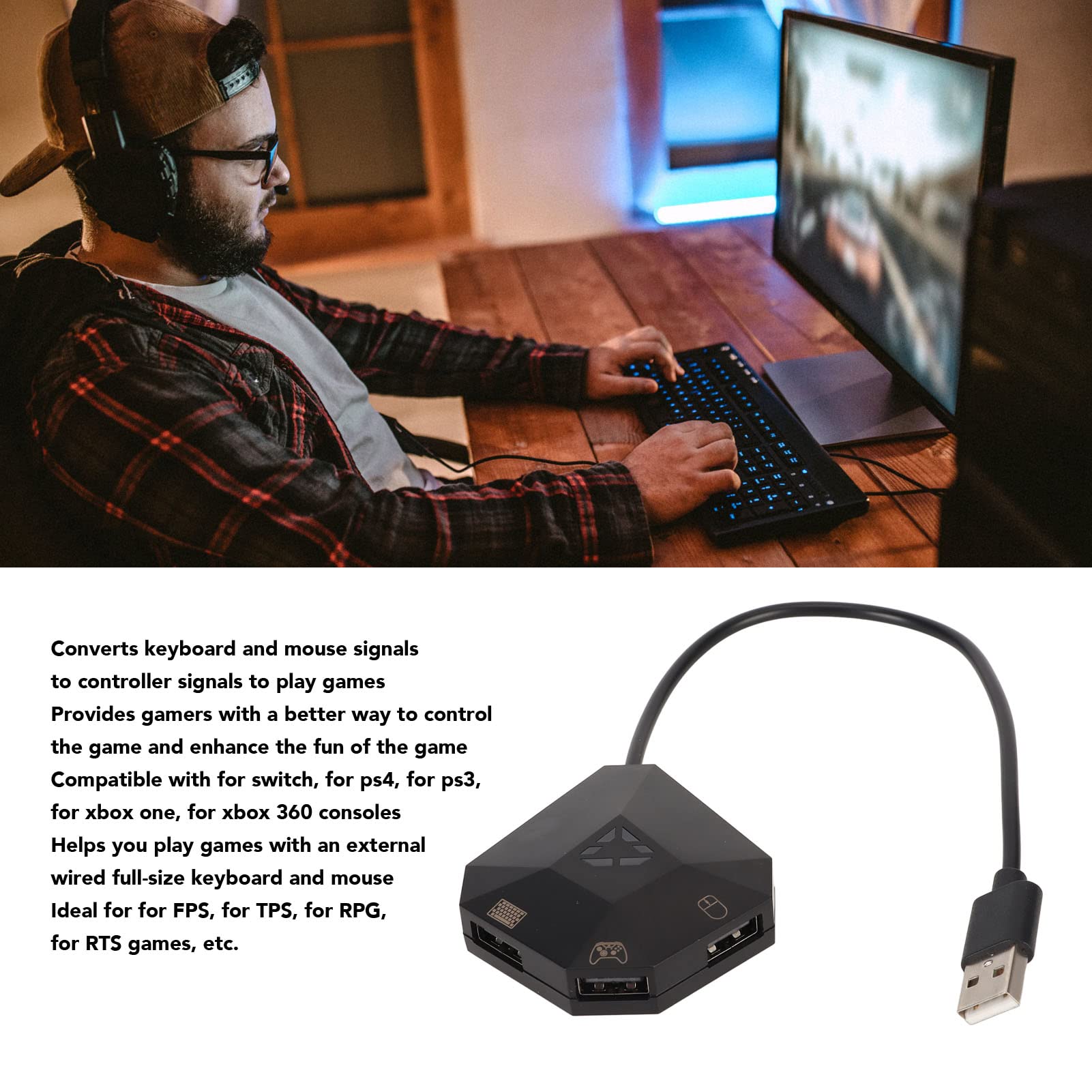 Elprico Adattatore Tastiera e Mouse per console plug and play