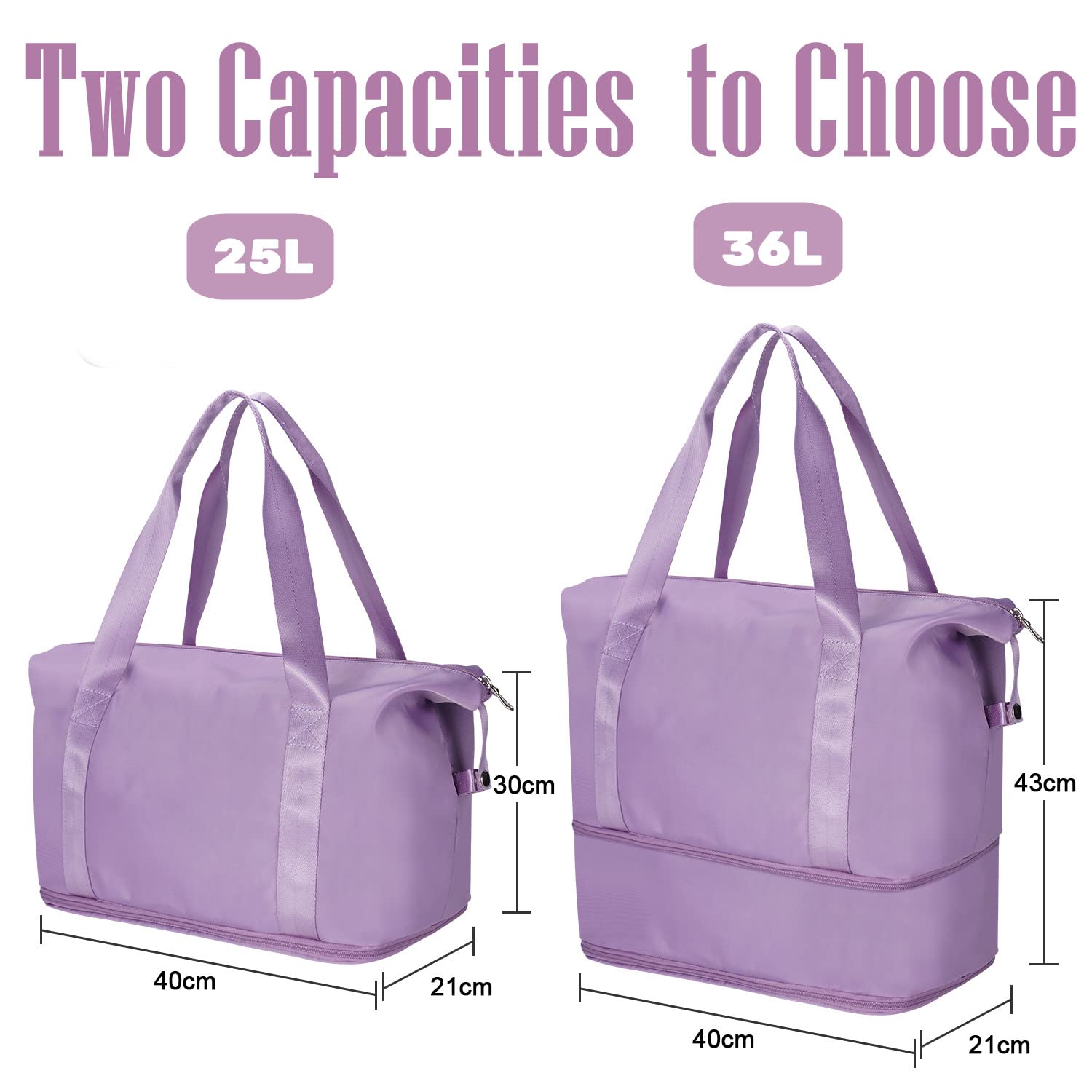 RealPlus borsa viaggio pieghevole 36 litri viola impermeabile
