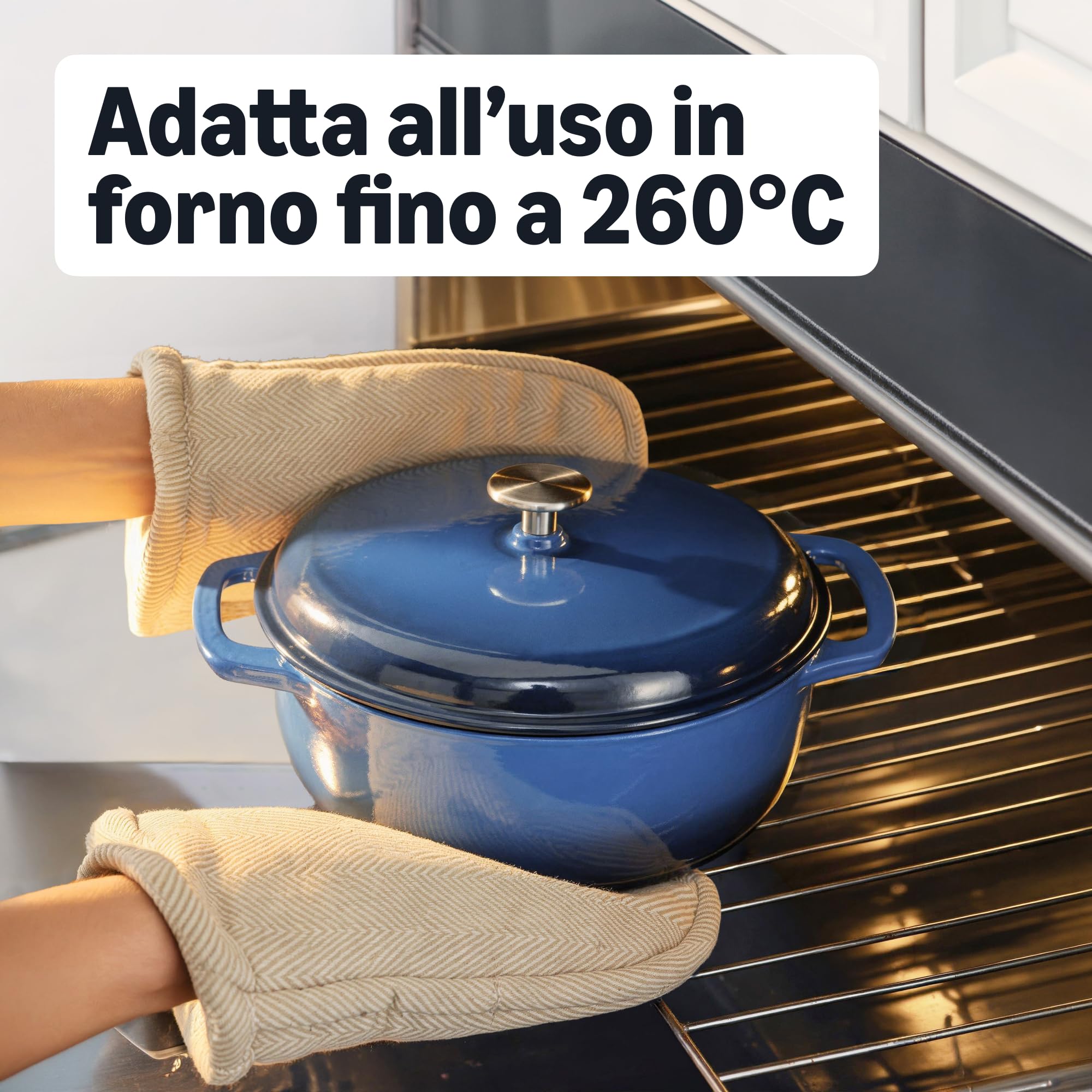 Amazon Basics Casseruola ghisa 5,7 L blu navy