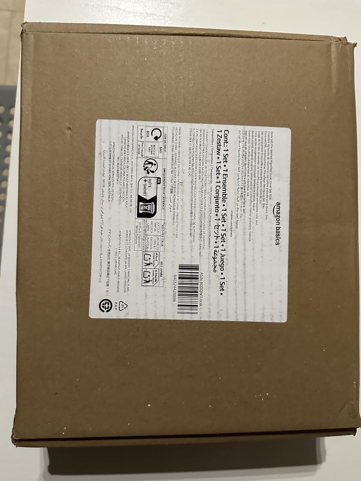 Amazon Basics Set Copripiumino Singolo Microfibra 135x200 Beige