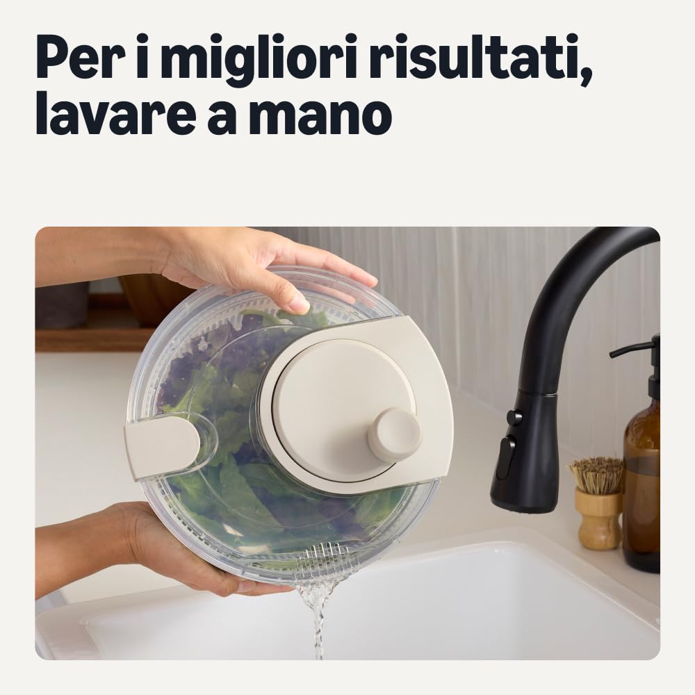 Amazon Basics centrifuga insalata 4L grigio lino senza BPA