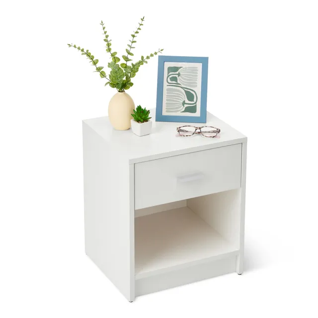 AmazonBasics Comodino 1 Cassetto Bianco 47x40x36cm legno