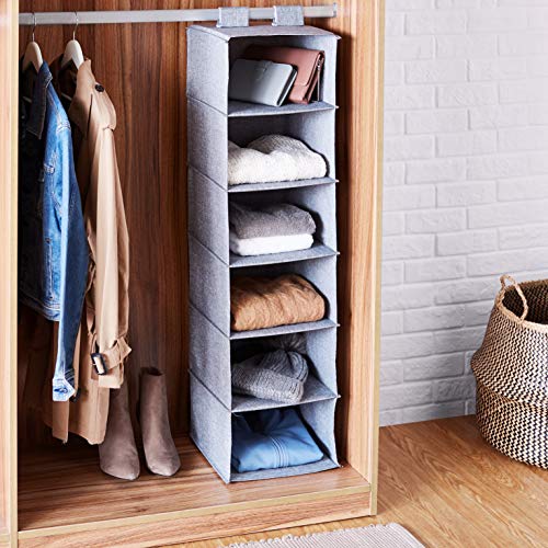 Amazon Basics Organizer Armadio Appeso 6 Ripiani Grigio