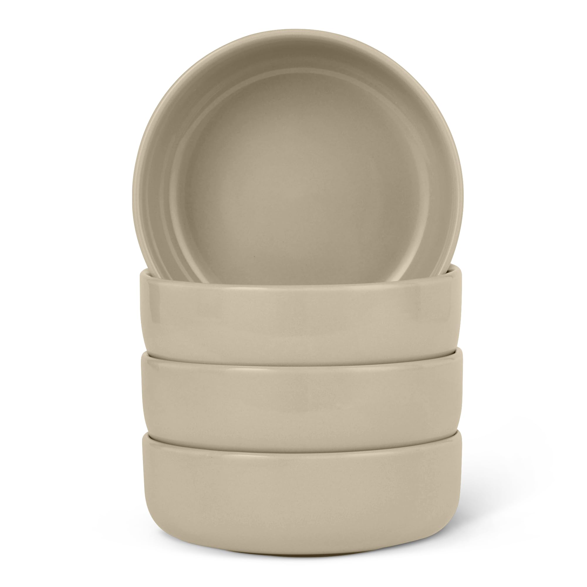 Amazon Basics Ciotole Gres Smaltato 14 cm Grigio Lino 4 Pezzi
