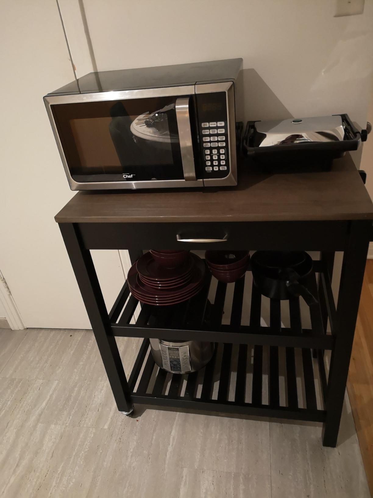 AmazonBasics Carrello da Cucina con Ruote Grigio Nero con Cassetto