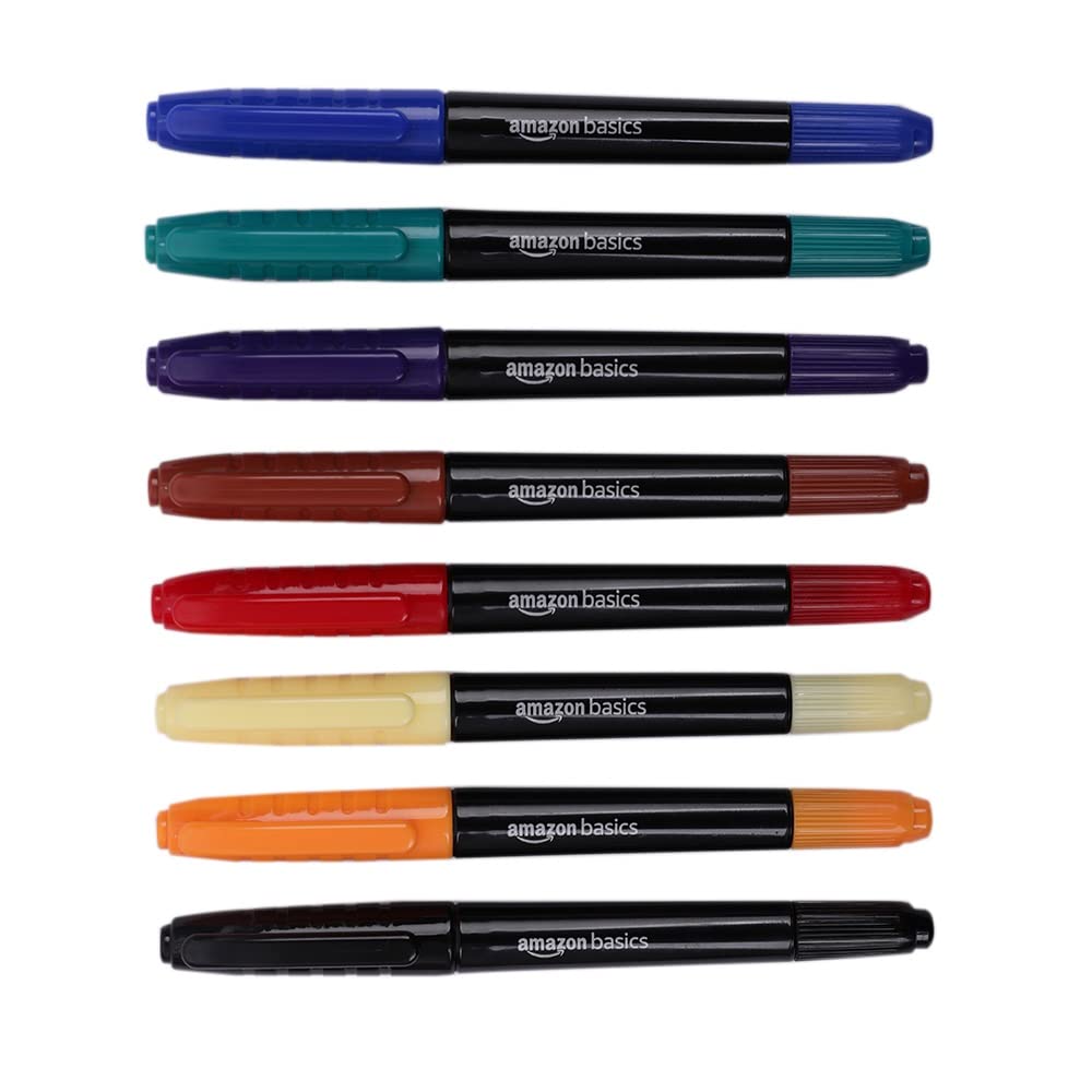 AmazonBasics pennarelli indelebili doppia punta 8 pezzi colori assortiti