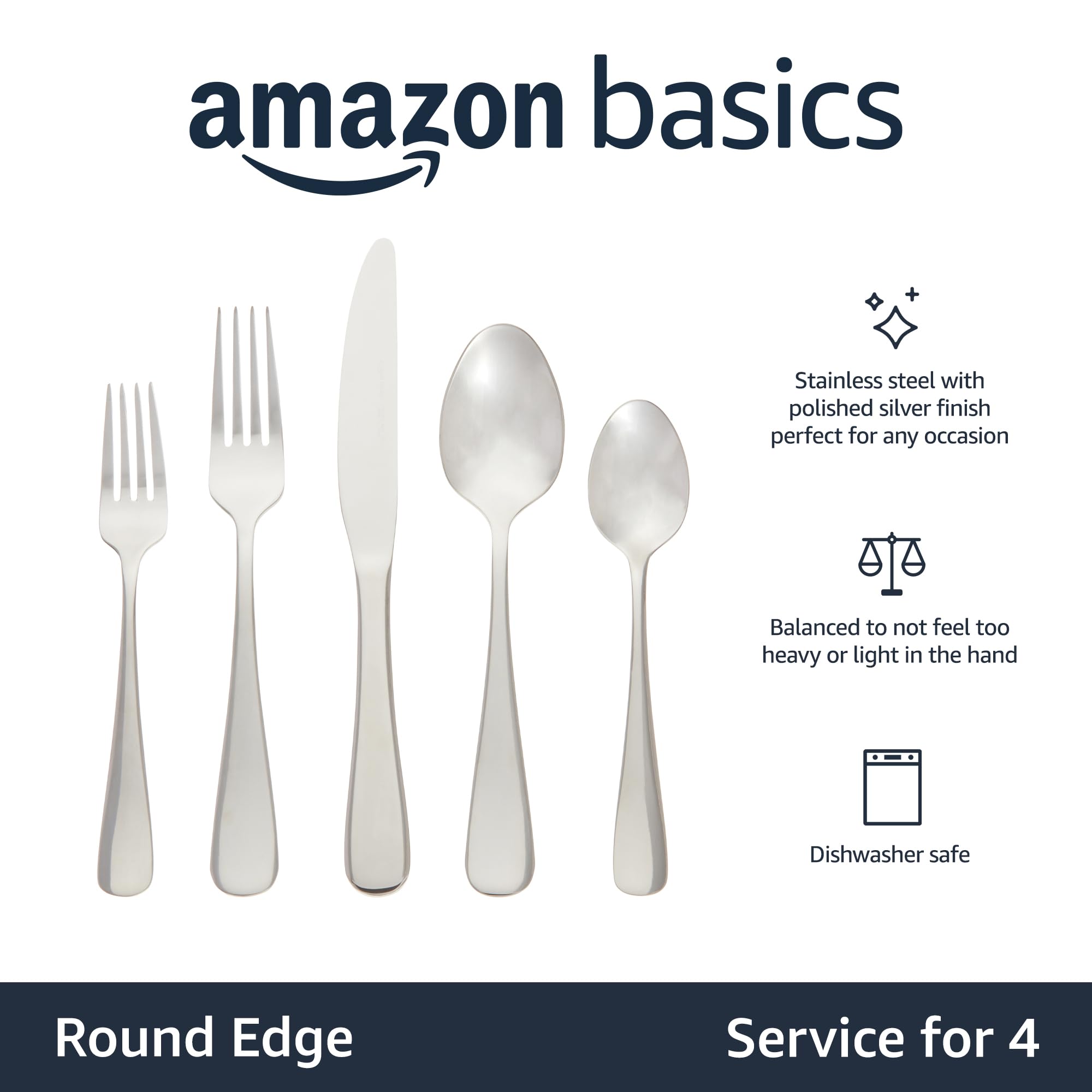 AmazonBasics set posate acciaio inox 20 pezzi 4 persone