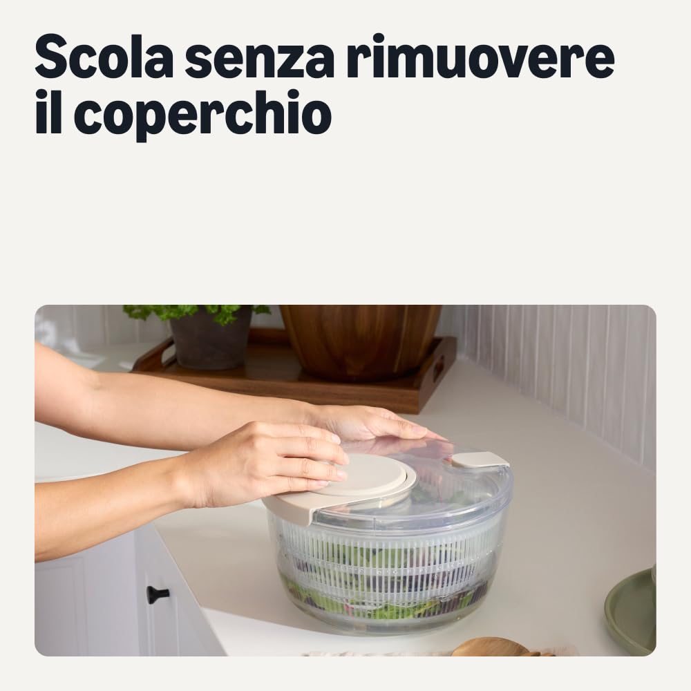 Amazon Basics centrifuga insalata 4L grigio lino senza BPA