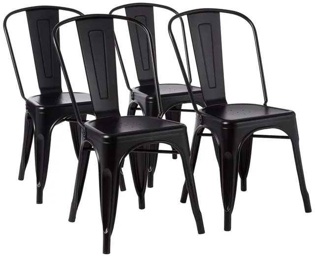 Amazon Basics Sedie Metallo Nere Impilabili Set 4 Pezzi Interno Esterno