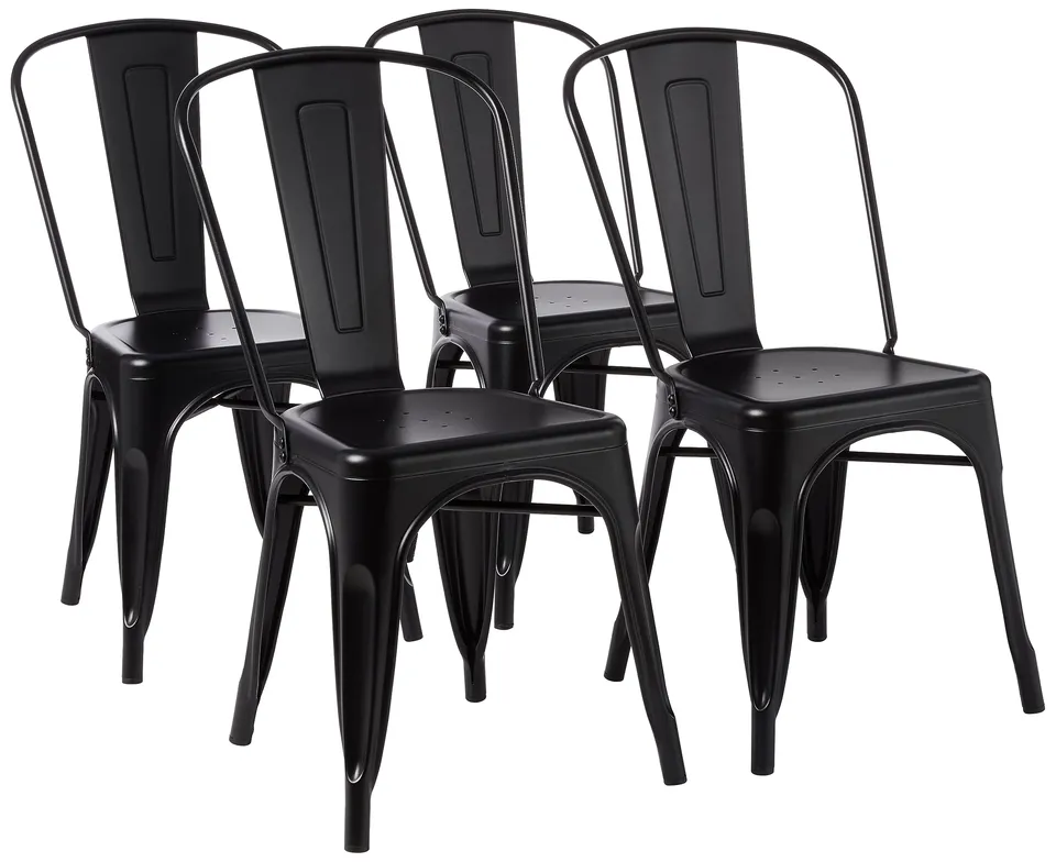Amazon Basics Sedie Metallo Nere Impilabili Set 4 Pezzi Interno Esterno