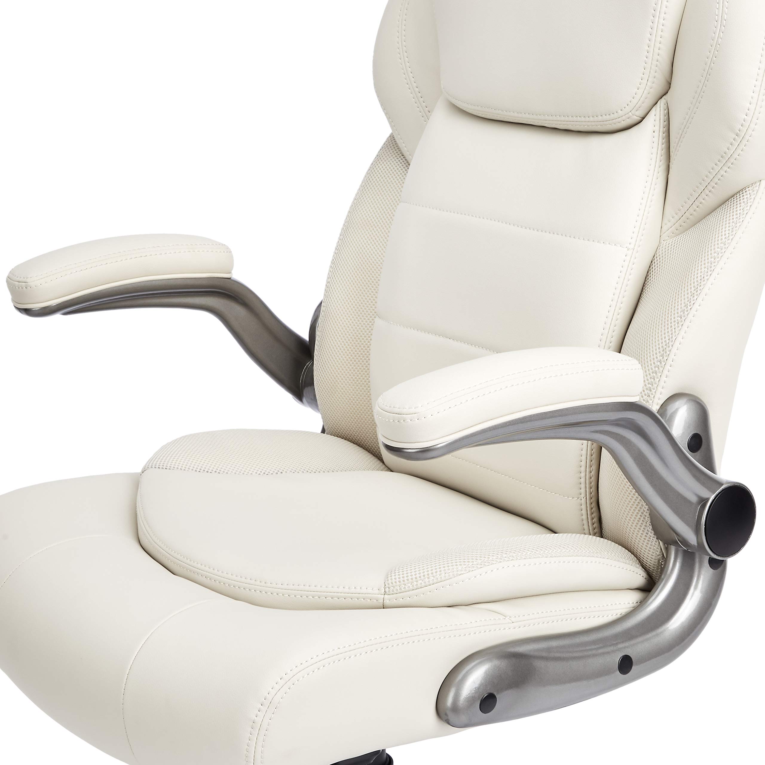 Amazon Basics Extra Comfort Sedia Ufficio Pelle Crema Schienale Alto