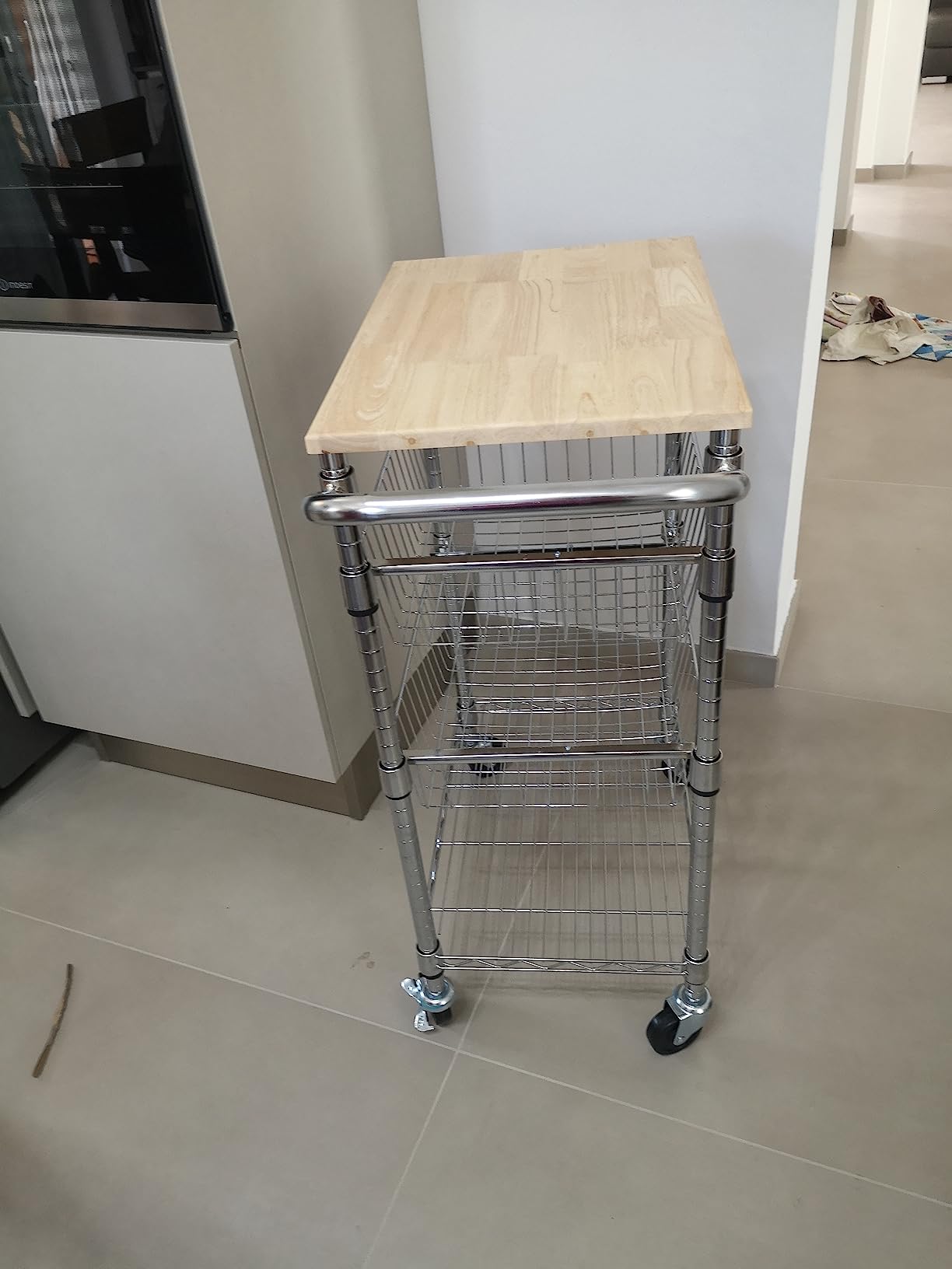 AmazonBasics Carrello cucina 3 ripiani ruote argento