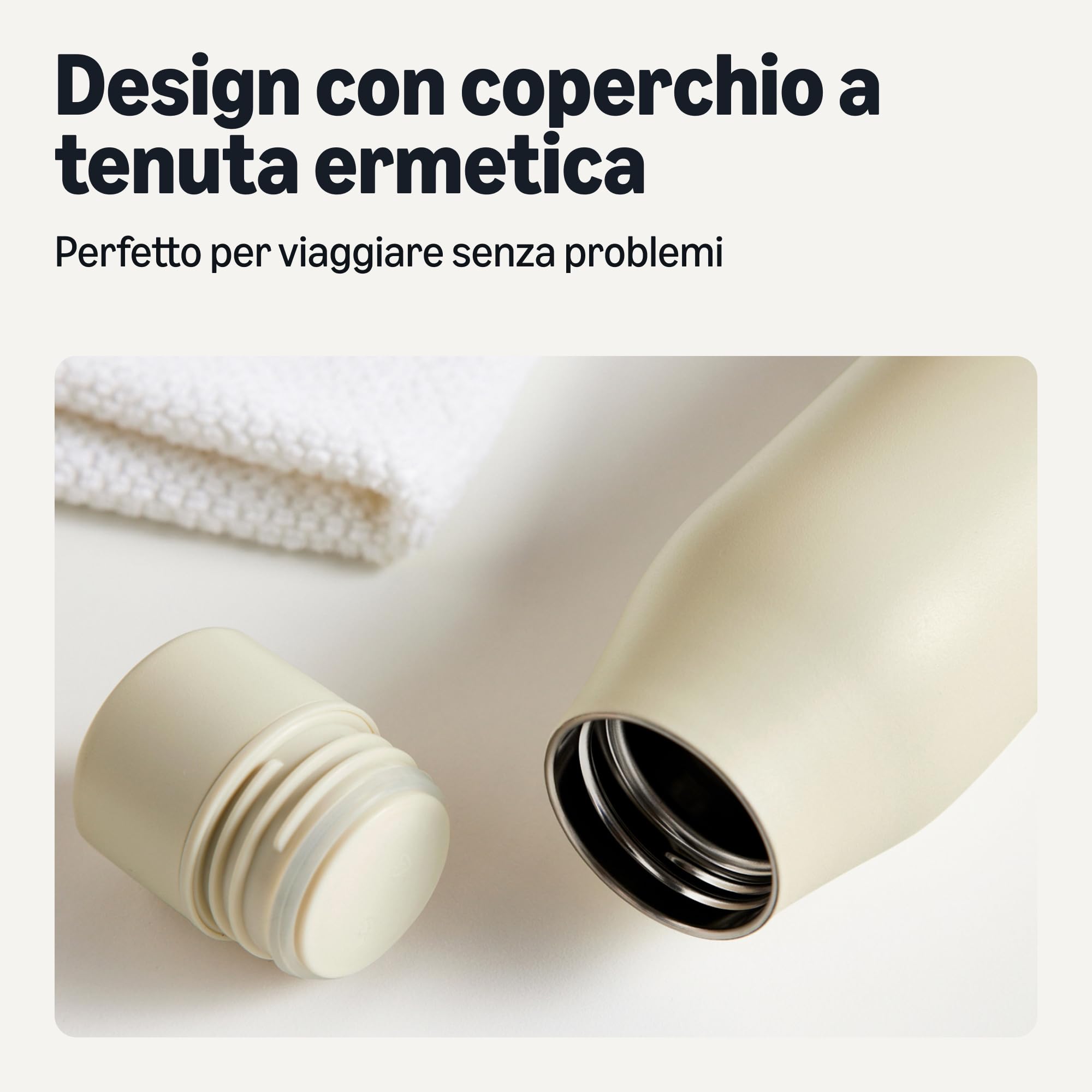 Amazon Basics Borraccia Termica 592 ml Bianco Sporco Inox