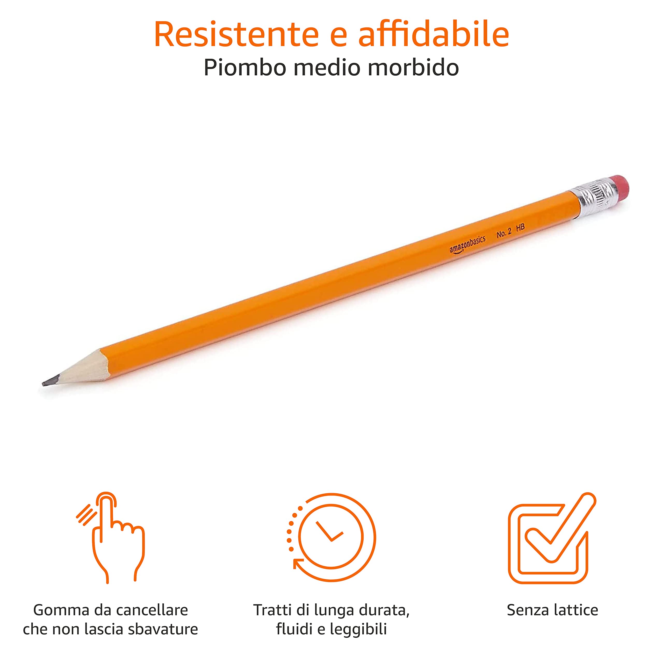 Amazon Basics Matite HB2 grafite 30 pezzi con gomma