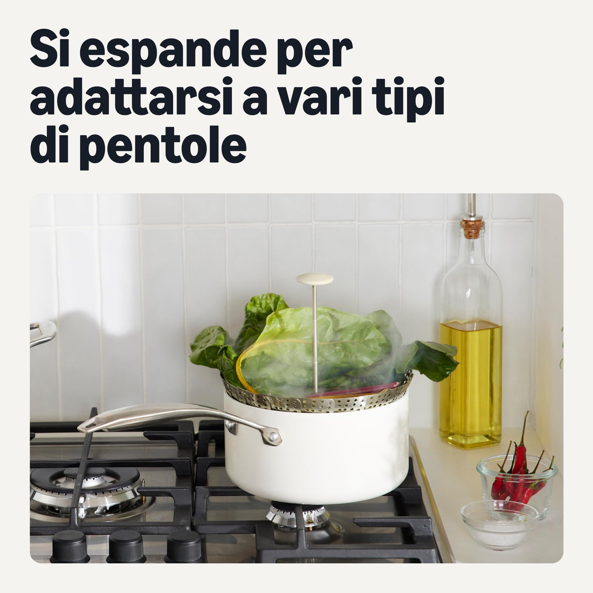 Amazon Basics Cestello Vapore Acciaio 14-23,5cm