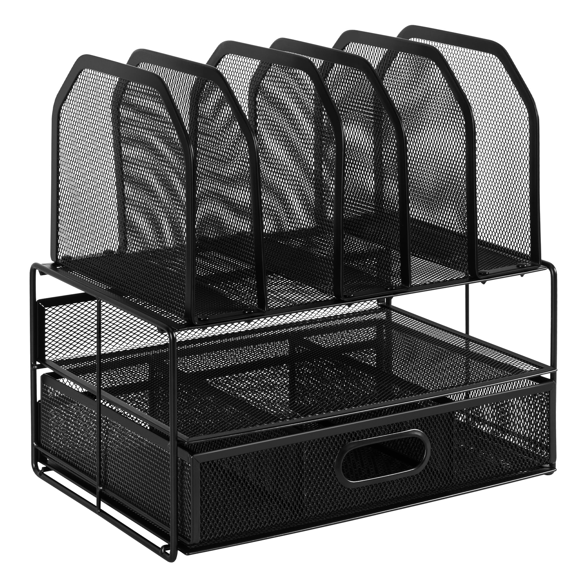Amazon Basics Organizer Scrivania Rete Nero con Cassetto