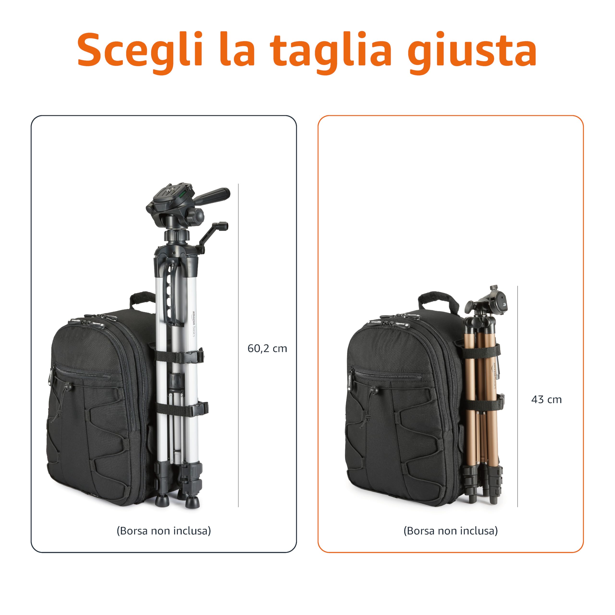 AmazonBasics Treppiede fotocamera alluminio 127 cm con borsa
