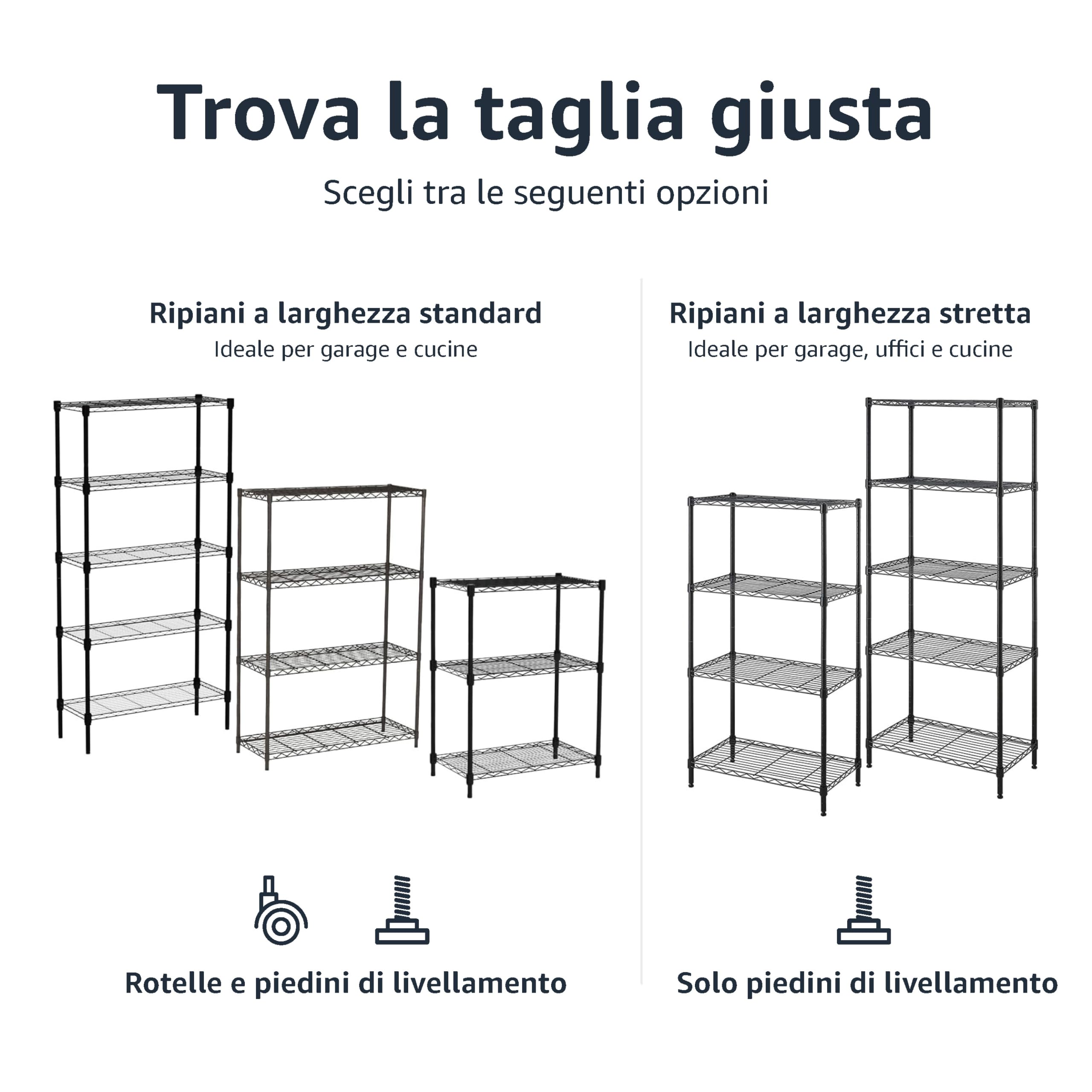 Amazon Basics Scaffale 5 Ripiani 36x91x183 cm Nero 795 kg