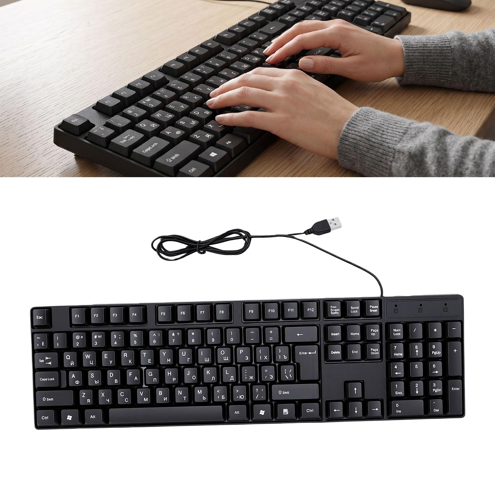 Elprico Tastiera Russa Inglese USB 104 Tasti Antischizzo