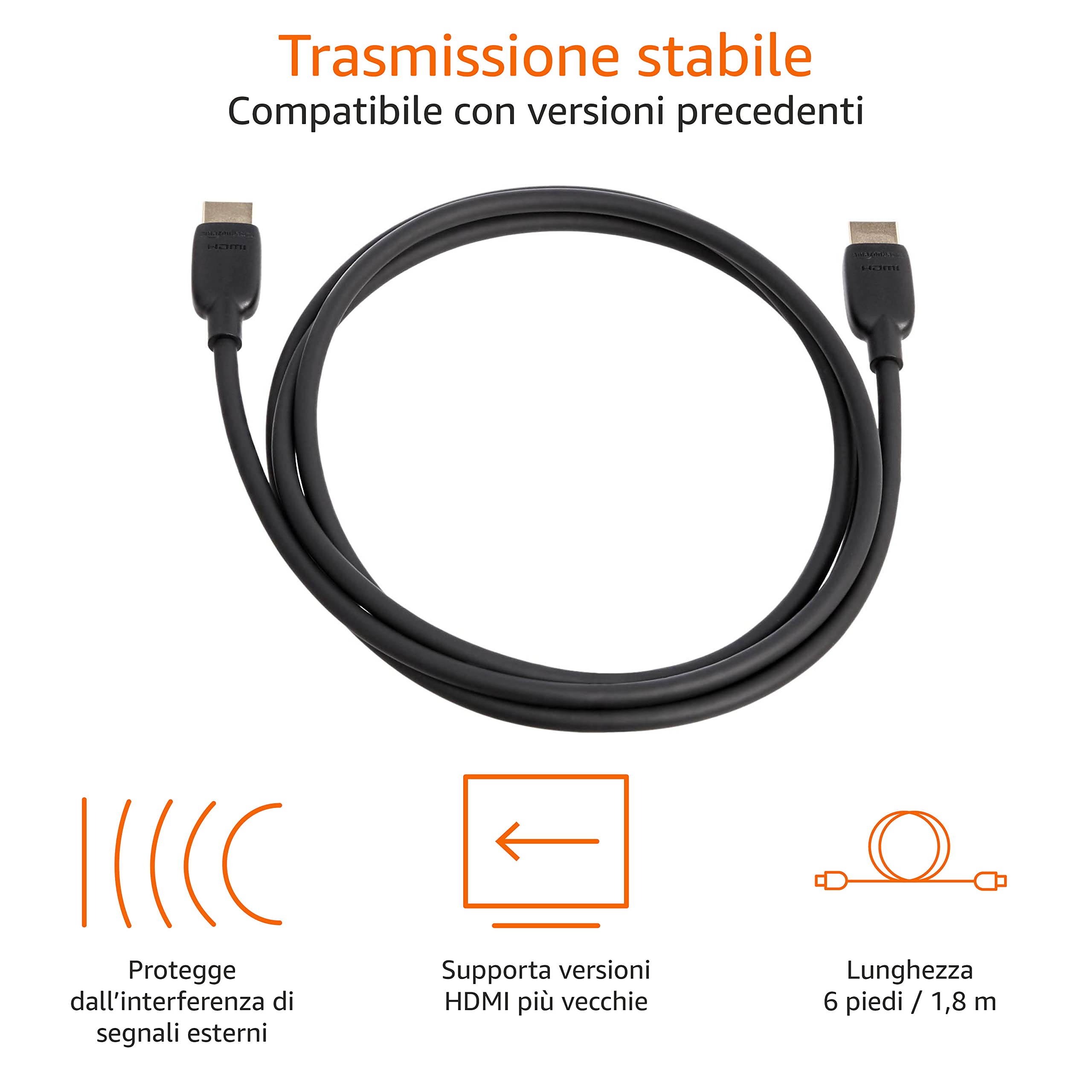 AmazonBasics Cavo HDMI 2.1 8K 1,8 m 48Gbps nero