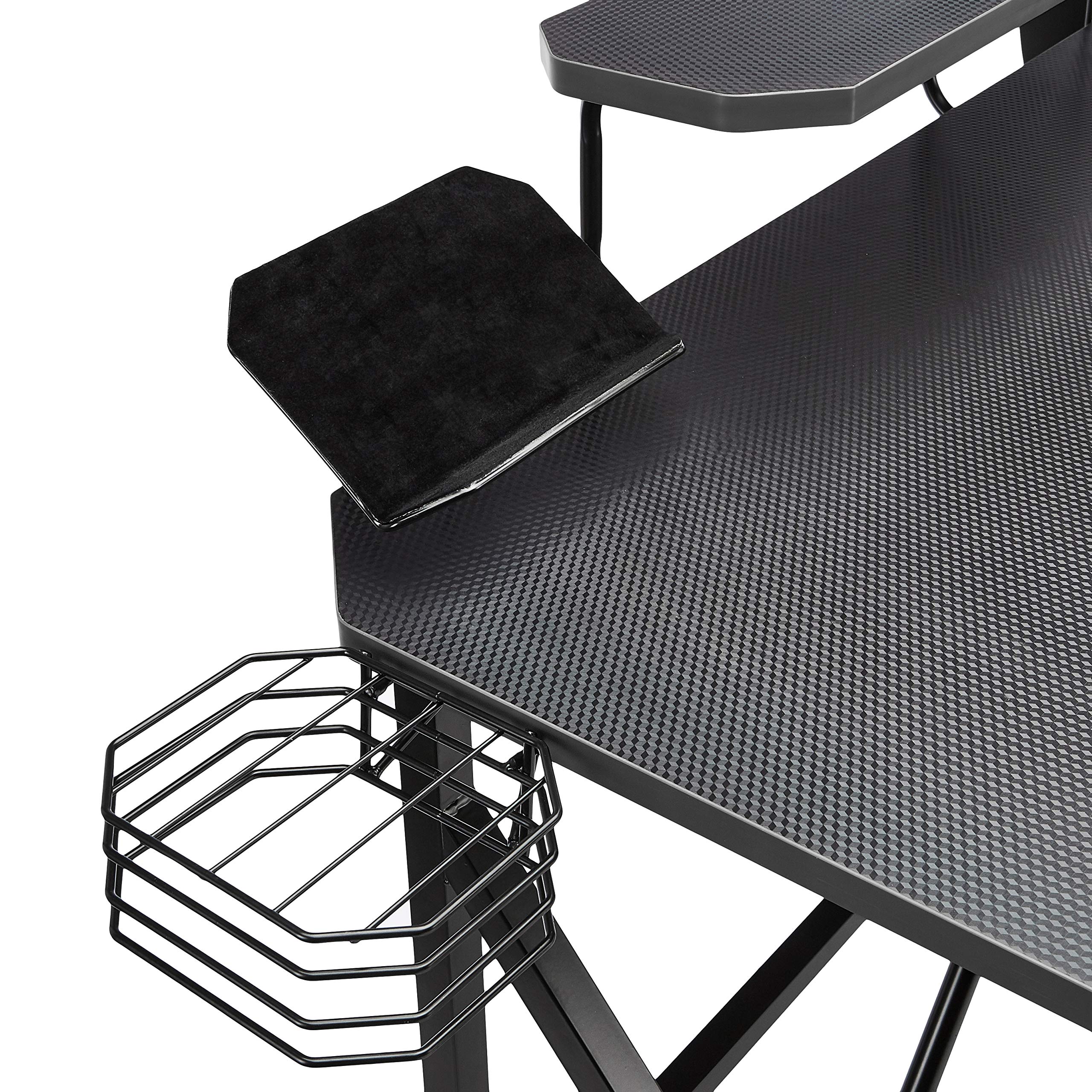AmazonBasics Scrivania Gaming con Scomparti Nera 130 cm