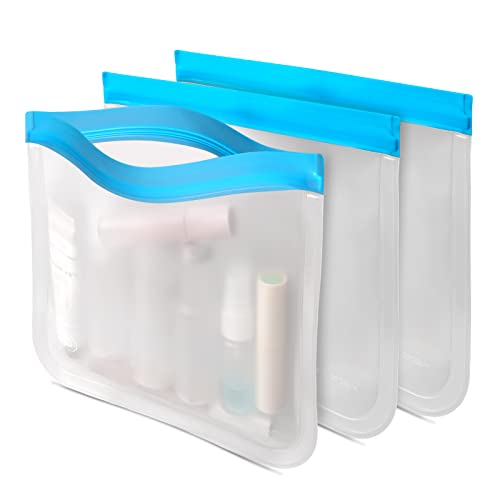 RealPlus Busta Toilette Viaggio Aereo 1L Trasparente Azzurro 3 Pezzi