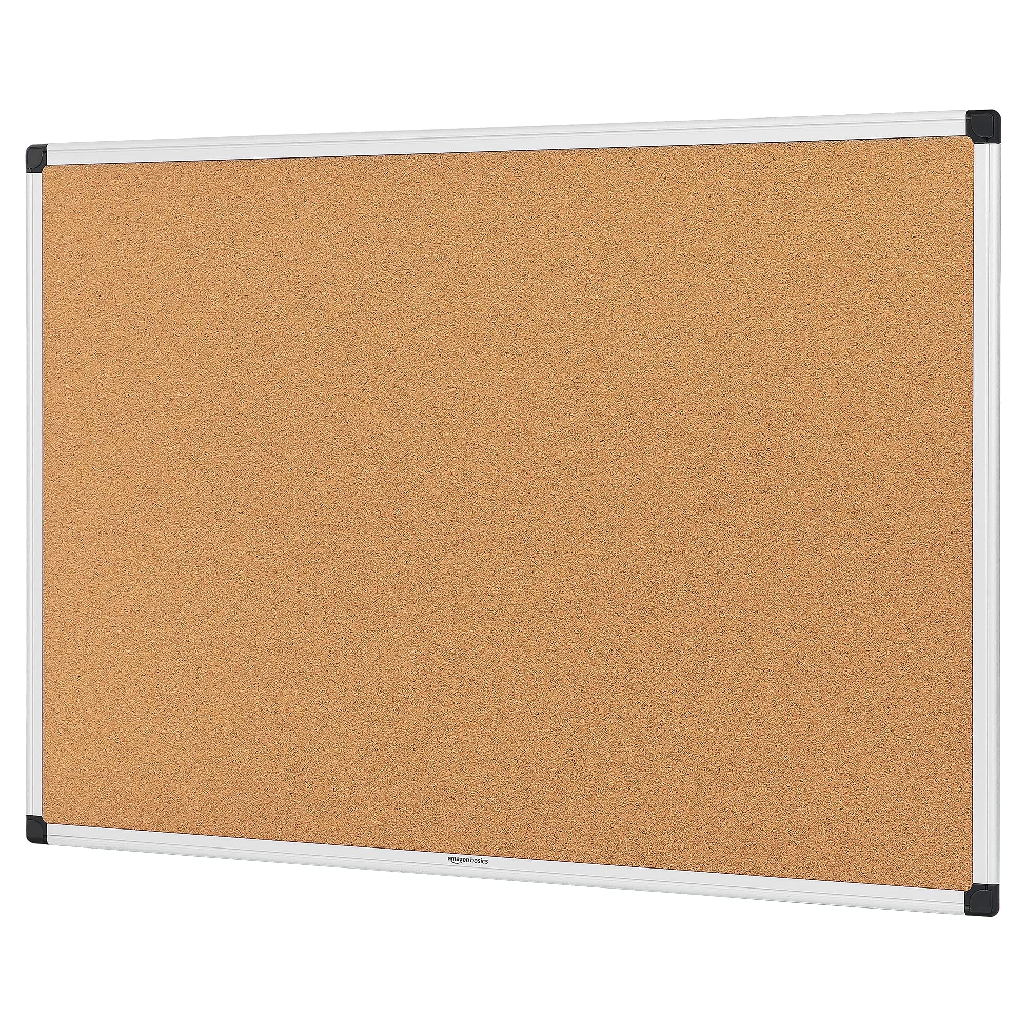 Amazon Basics Bacheca Sughero 90x60 cm Alluminio Argento