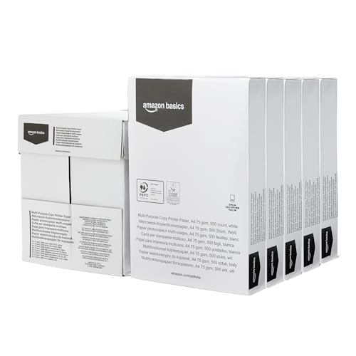 Amazon Basics carta A4 75 g/mq bianca 2500 fogli 5 risme