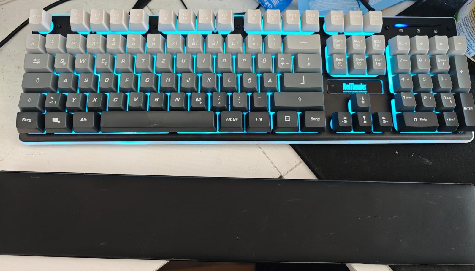 RedThunder K10 kit tastiera e mouse gaming grigio gradiente ergonomico