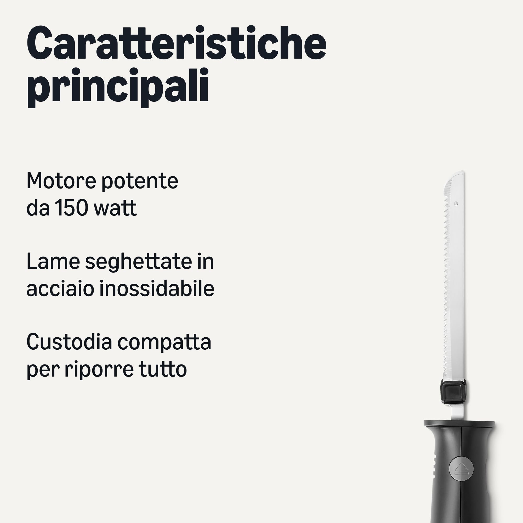 AmazonBasics EK1000-GS coltello elettrico carne e pane nero 150W