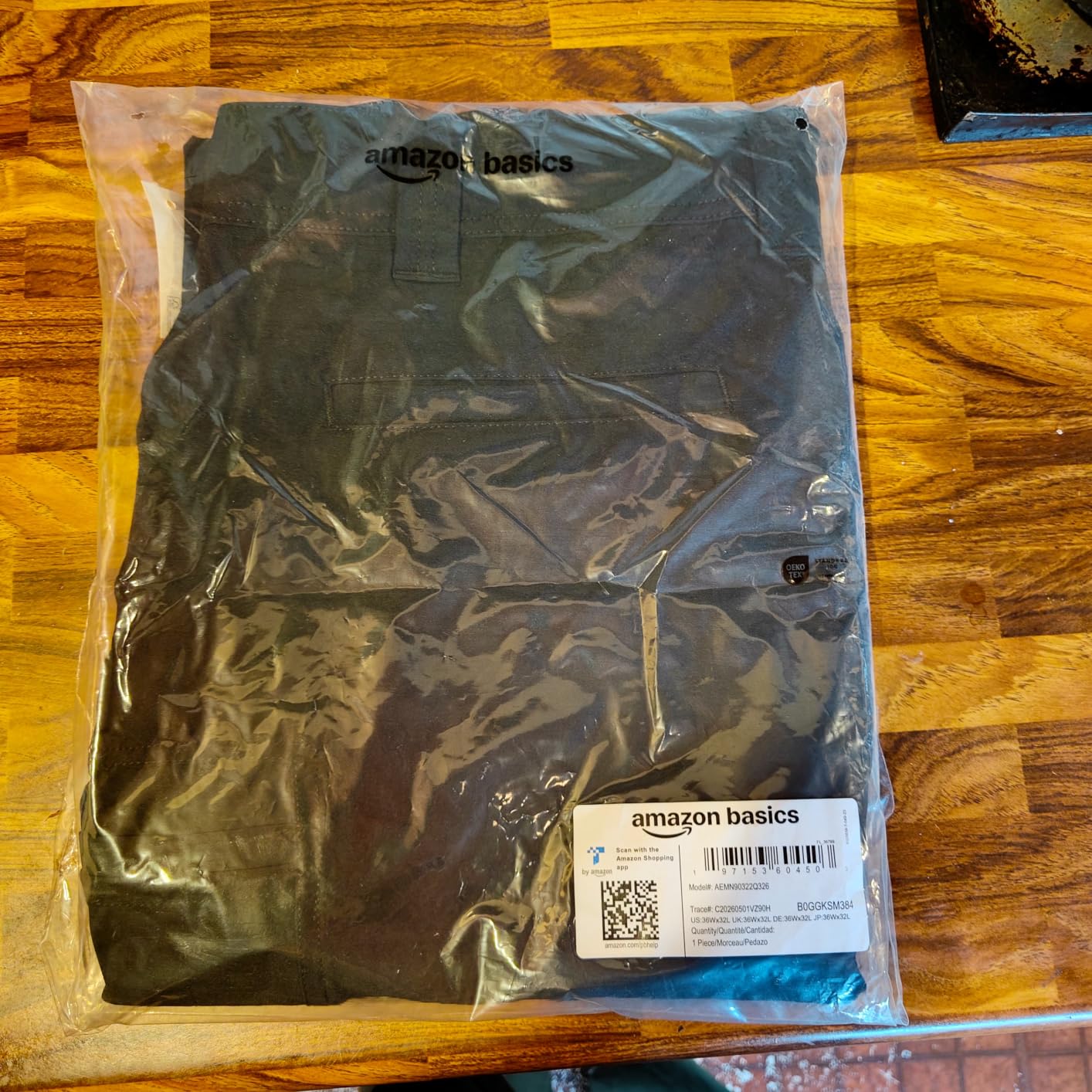 AmazonBasics pantaloni utility ibridi uomo 38W/30L carbone