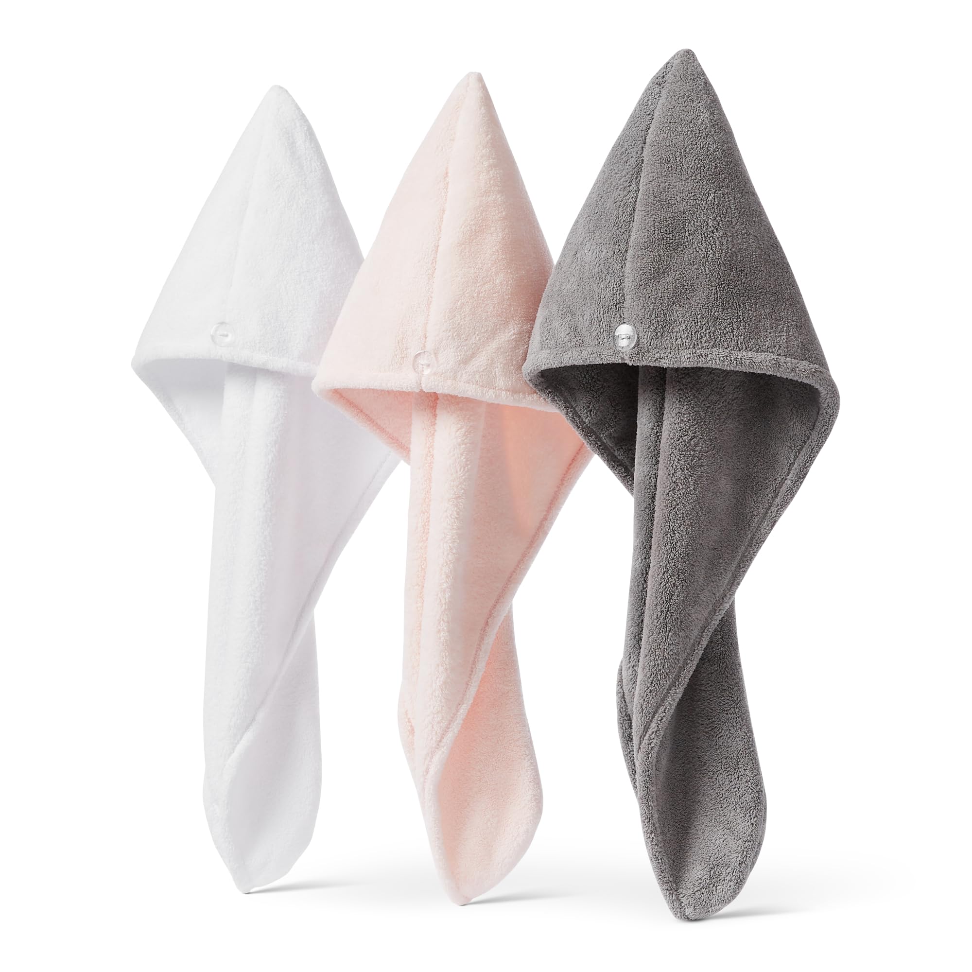 Amazon Basics turbante capelli microfibra 2 pezzi grigio rosa