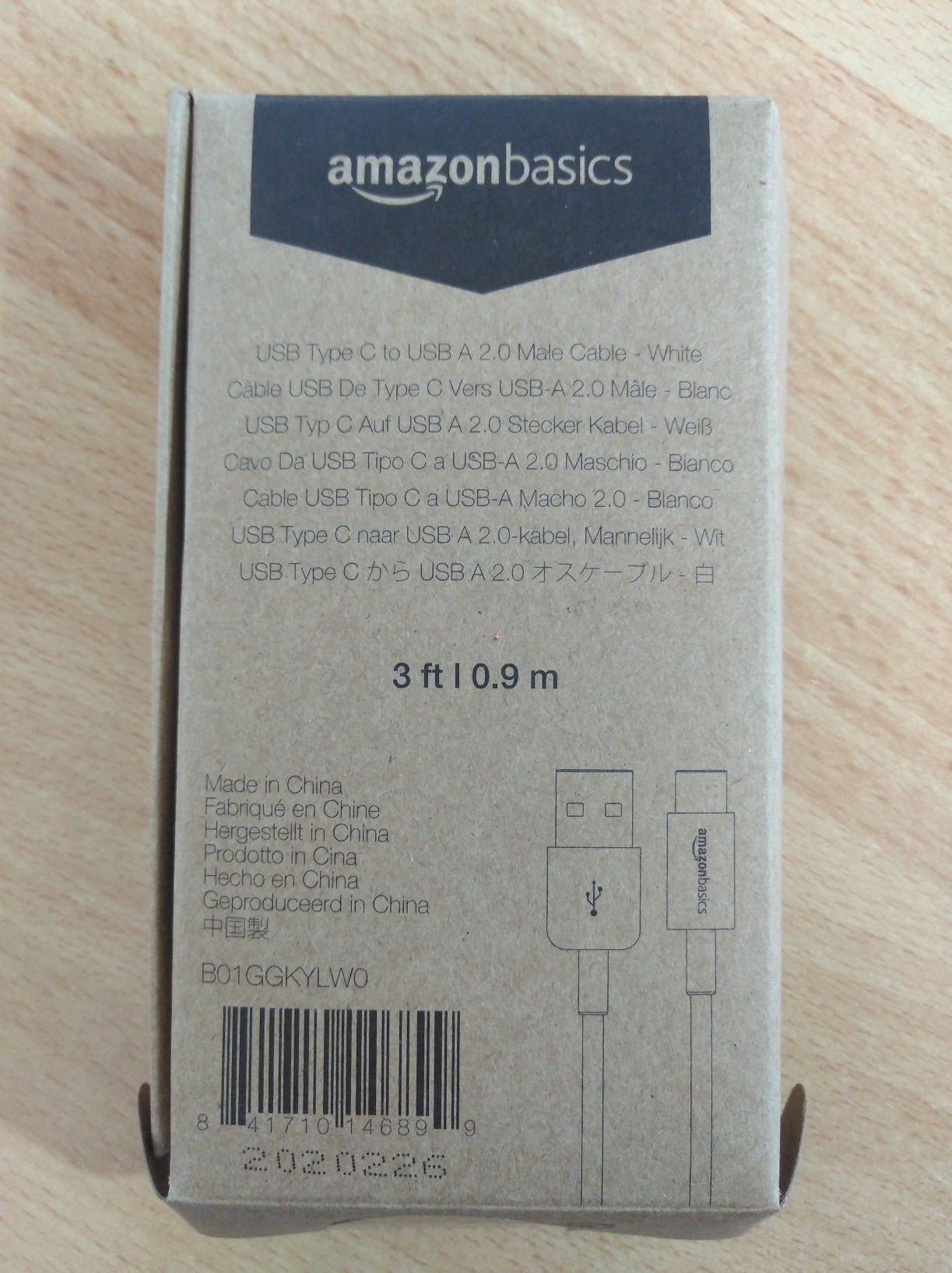 Amazon Basics Cavo USB-C USB-A 1,8 m Bianco 15W